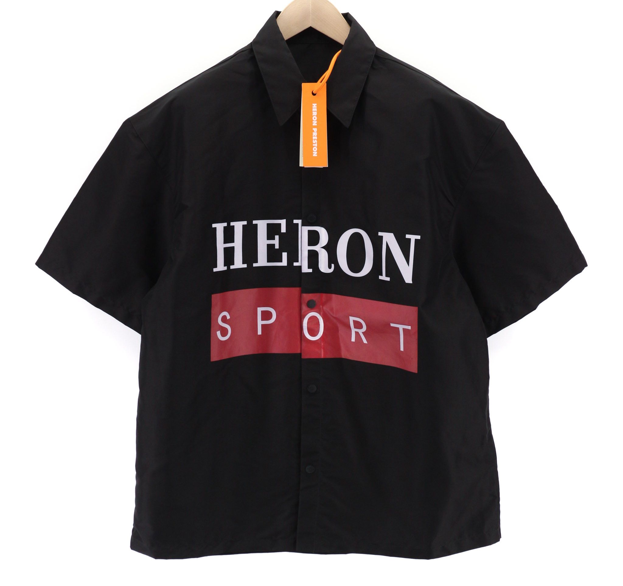Heron Preston L Black Short Sleeved Button-Up Snaps Shirt 80302 Size US L / EU 52-54 / 3 - 1 Thumbnail