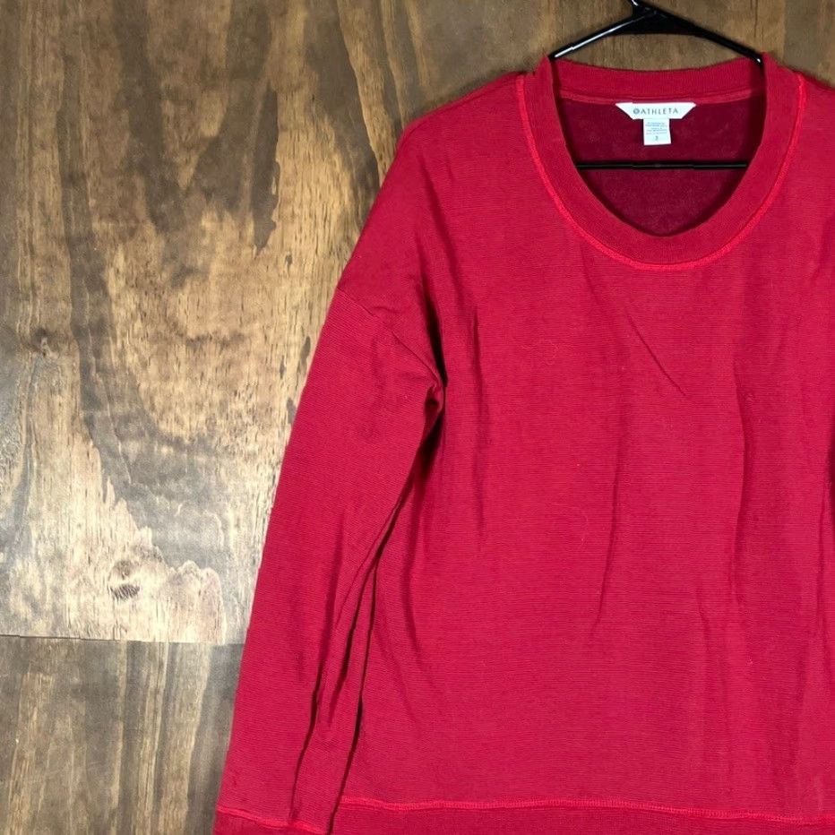 Athleta Athleta Sweatshirt Womens Red Striped Coaster Luxe Pull Over Stretch Small Size S / US 4 / IT 40 - 4 Thumbnail