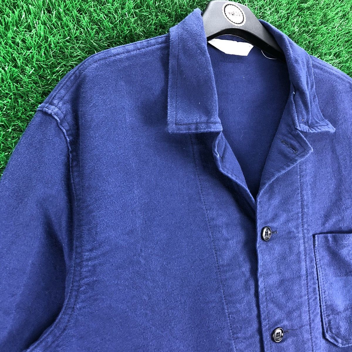 Le Laboureur Vintage 70's Europe Workwear Chore Jacket Indigo Blue Size US XL / EU 56 / 4 - 2 Thumbnail