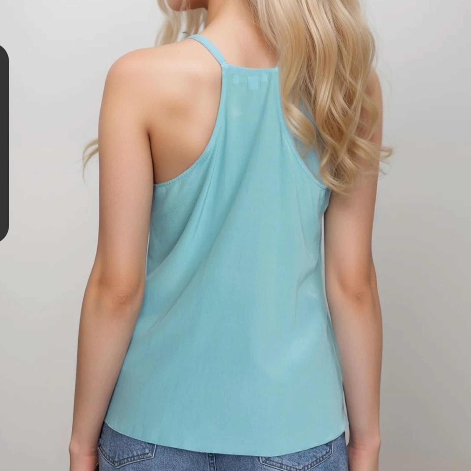 Johnny Was Johnny Was Etta Silk Cami Tank – Robin’s Egg Blue – Size S Size S / US 4 / IT 40 - 4 Thumbnail