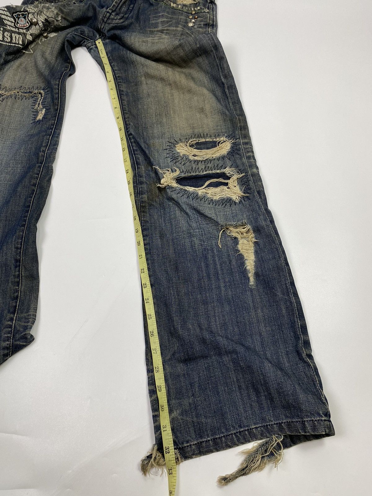 If Six Was Nine × Japanese Brand osaka big train 📍 distressed patchwork studdet jeans 32x32 Size US 32 / EU 48 - 16 Thumbnail