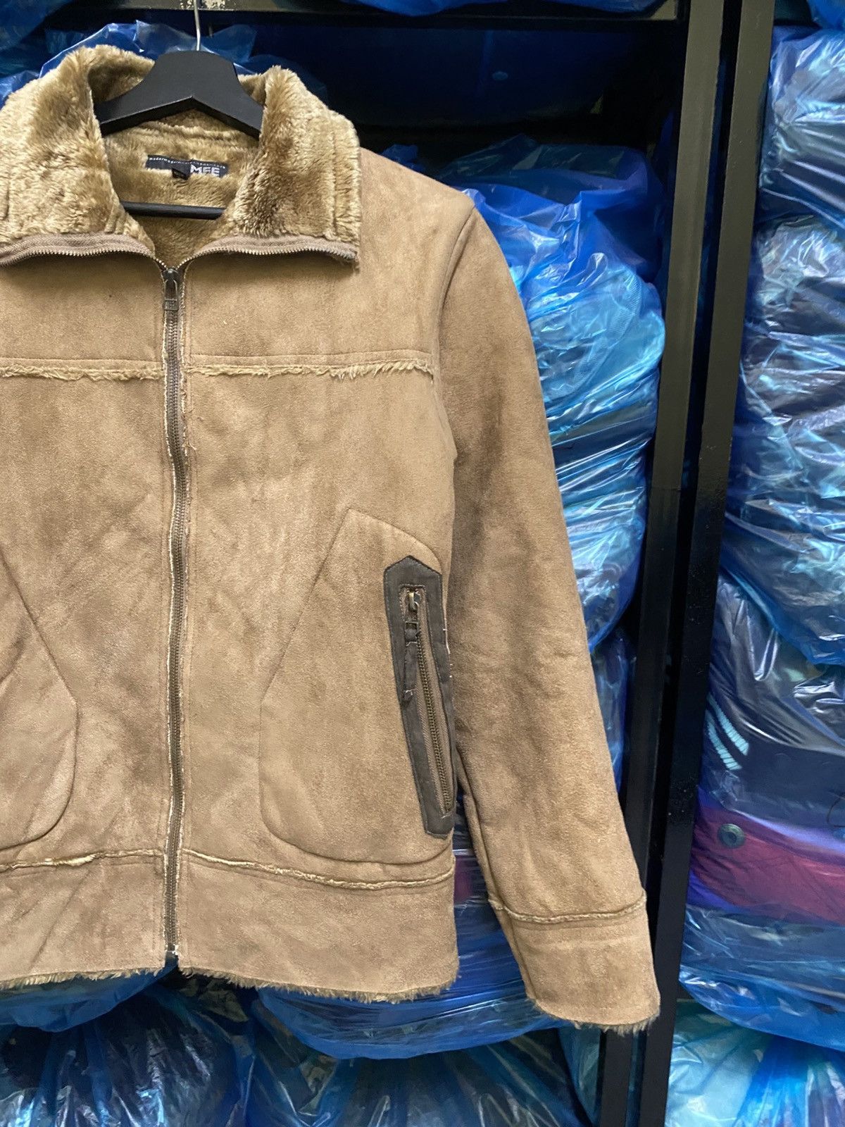 Japanese Brand Vintage MFE Faux Shearling Jacket - Men’s Tan Winter Size US S / EU 44-46 / 1 - 6 Thumbnail