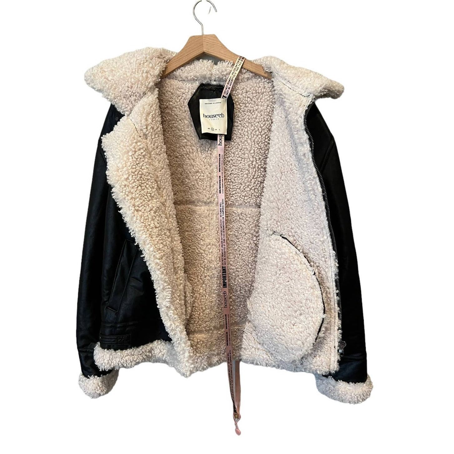 House of CB HOUSE OF CB Madden Faux Leather Jacket Faux Shearling (S) Size S / US 4 / IT 40 - 8 Thumbnail