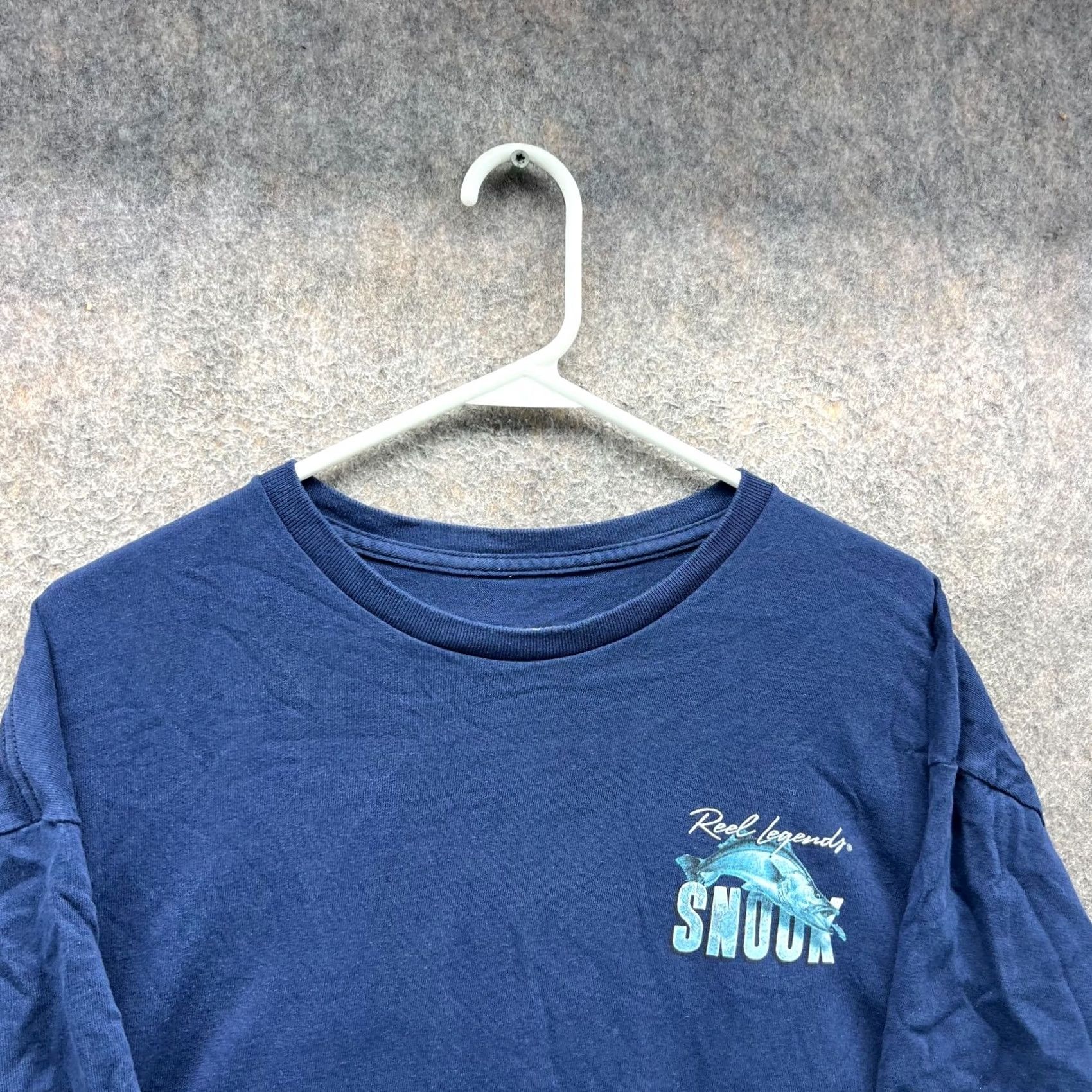 Vintage Reel Legends Shirt Mens XL Blue Navy Crewneck T-Shirt VTG - 100% Cotton, Short Sleeve, All Seasons, Logo, Fisherman Pattern, Regular Fit, Vintage Size US XL / EU 56 / 4 - 5 Thumbnail