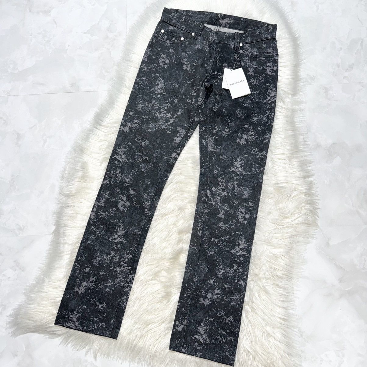 Balenciaga Balenciaga leather patch, marbled Blizzard denim pants Size US 29 - 11 Thumbnail
