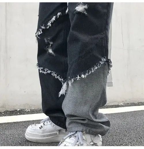 VIBE Baggy Distressed patchwork jeans denim y2k vintage Size US 32 / EU 48 - 7 Thumbnail