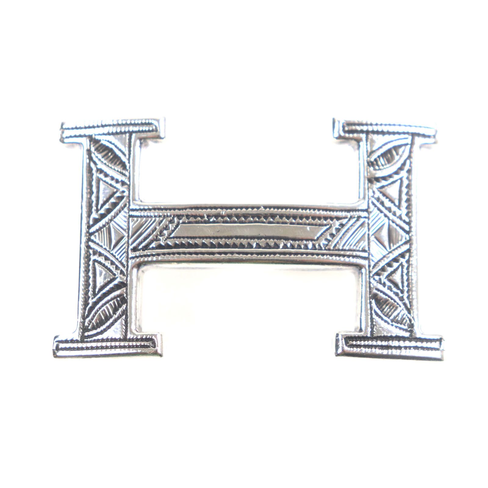 Authentic Vintage Hermes Silver Touareg H belt buckle Hermès Touareg Silver Alligator Belt main image 2