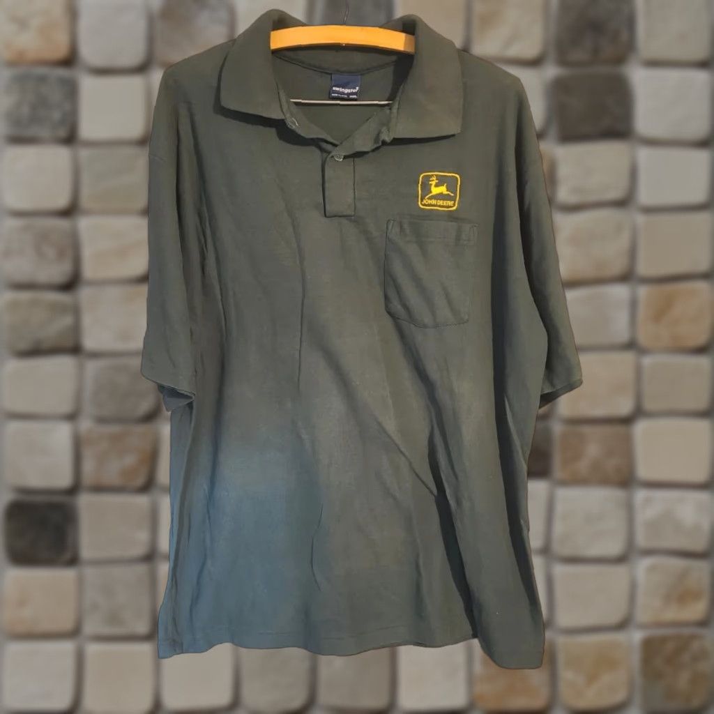 John Deere VINTAGE Swingster Polo Shirt John Deere Logo Green 2XL Short Sleeve Button Quarter 50% Cotton 50% Polyester Regular Mens Tee Shirt Size US XXL / EU 58 / 5 - 1 Thumbnail