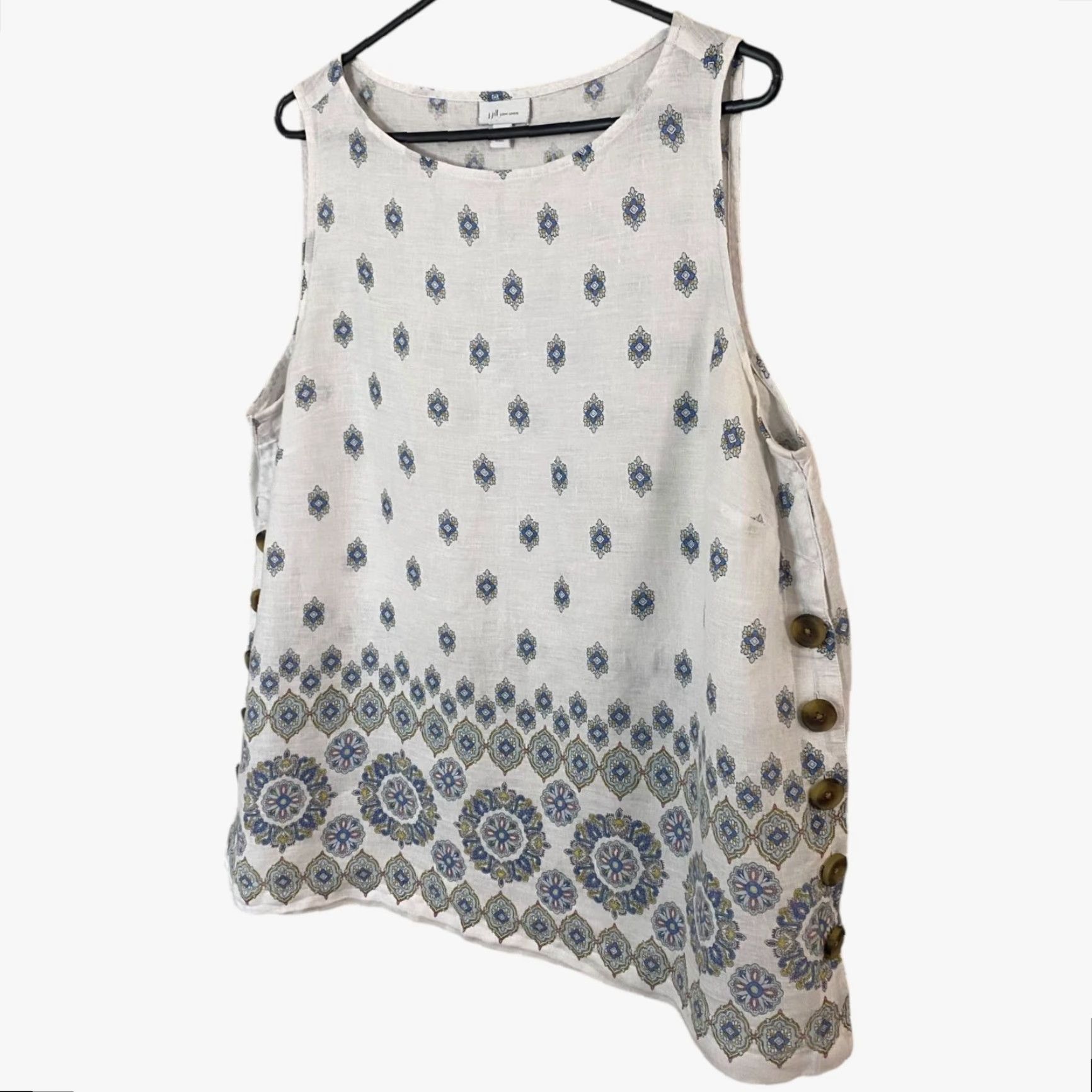 J. Jill VINTAGE J.Jill Linen Tank Top Women PXL White Boho Coastal Casual Sleeveless Summer Size XL / US 12-14 / IT 48-50 - 2 Thumbnail