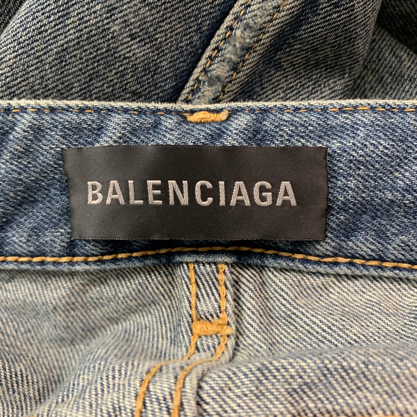 Balenciaga Size 6 Blue Grey Cotton Distressed Pencil Long Skirt Size 28" / US 6 / IT 42 - 5 Thumbnail