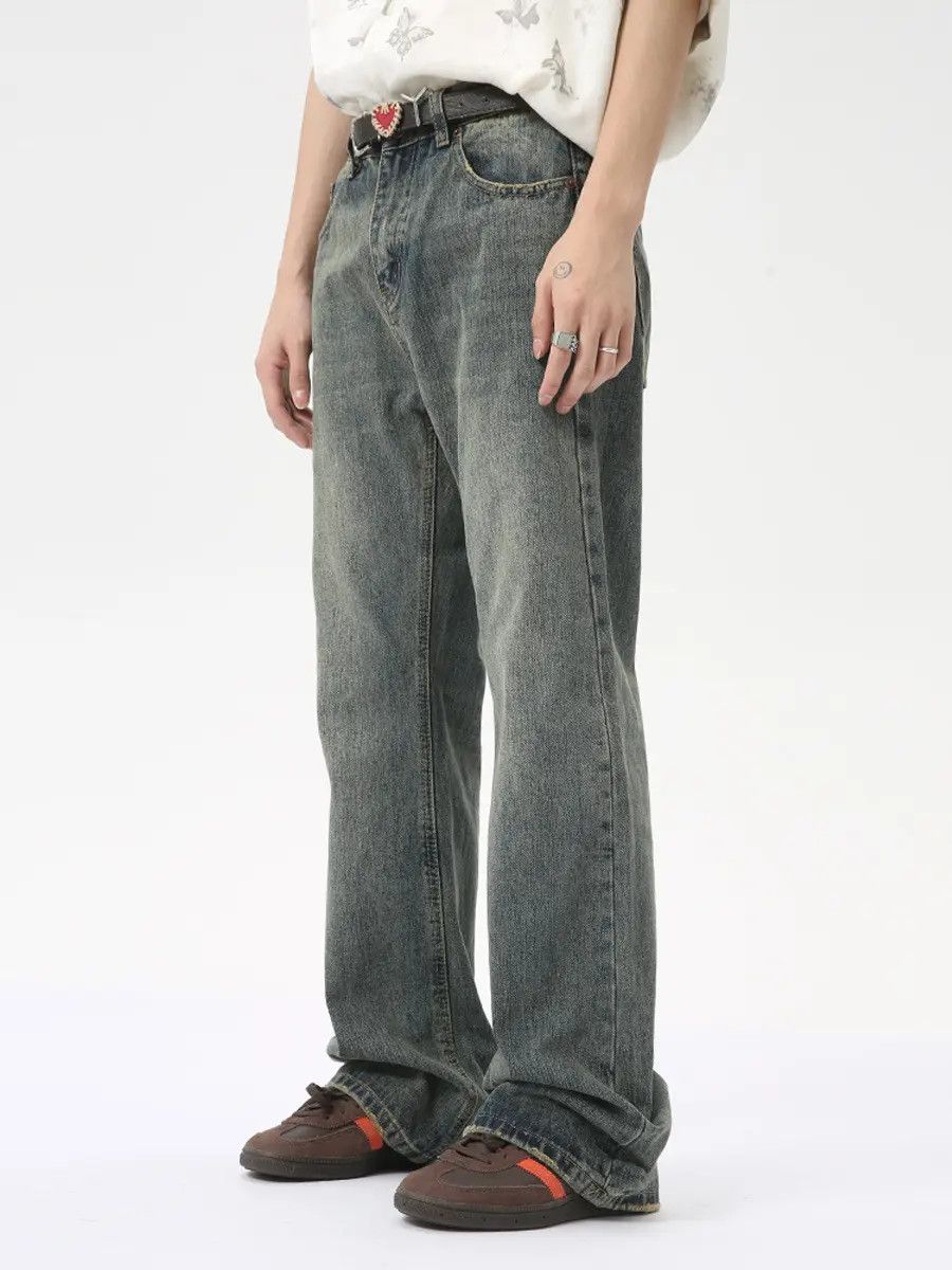 Japanese Brand Retro loose straight leg micro flared jeans Size US 32 / EU 48 - 1 Thumbnail