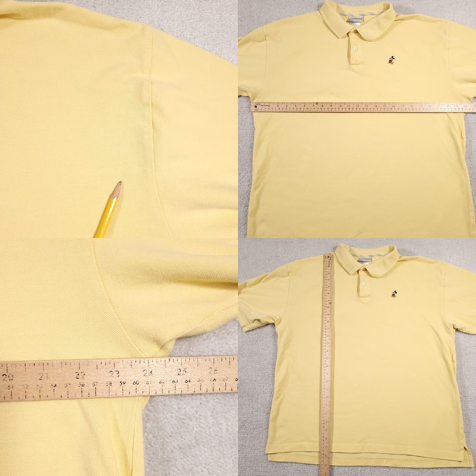 Disney Walt Disney World Polo Shirt Mens L Yellow Embroidered Mickey Mouse Golf Size US L / EU 52-54 / 3 - 8 Thumbnail