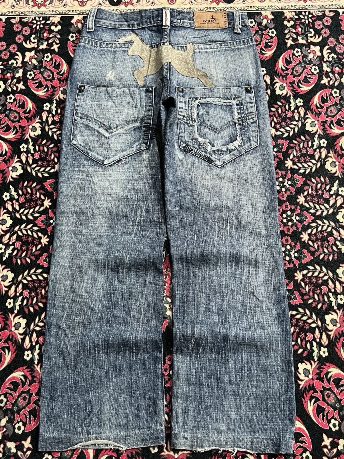 Who Decides War Warren Webber Studded Pocket Antelope Patches Blue Jeans Size US 28 / EU 44 - 2 Thumbnail