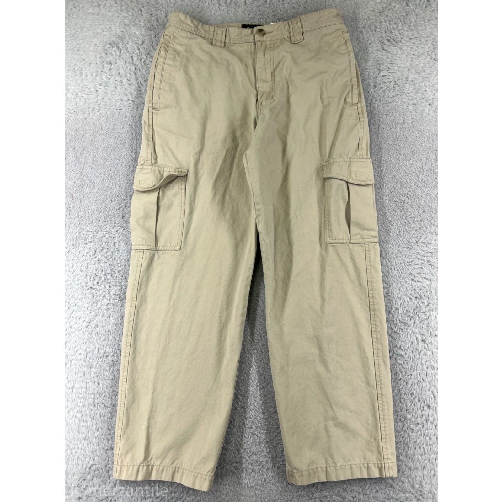 Eddie Bauer Eddie Bauer Mens Cargo Pants 32 Beige Cotton Twill 5-Pocket Relaxed Straight Front Size US 31 - 2 Thumbnail