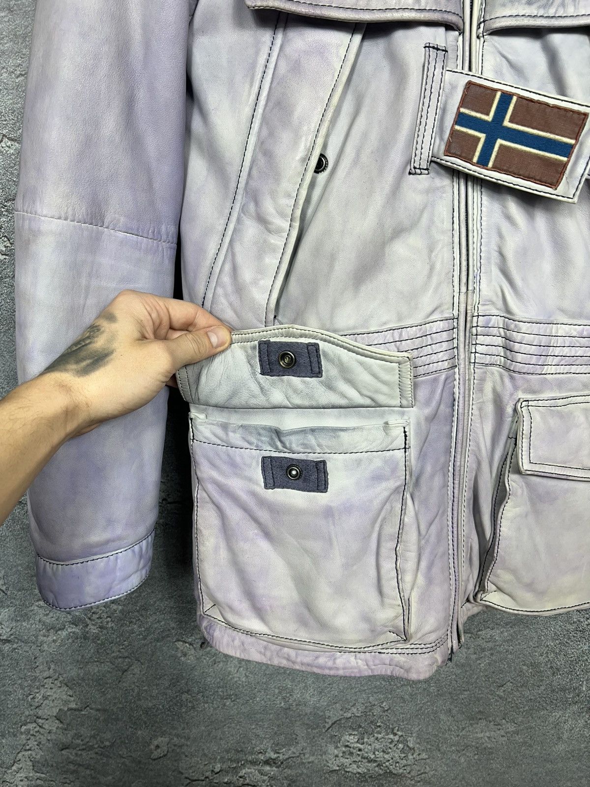 Napapijri Rare Napapijri 100% Leather Down Jacket Parka Size S Size S / US 4 / IT 40 - 8 Thumbnail
