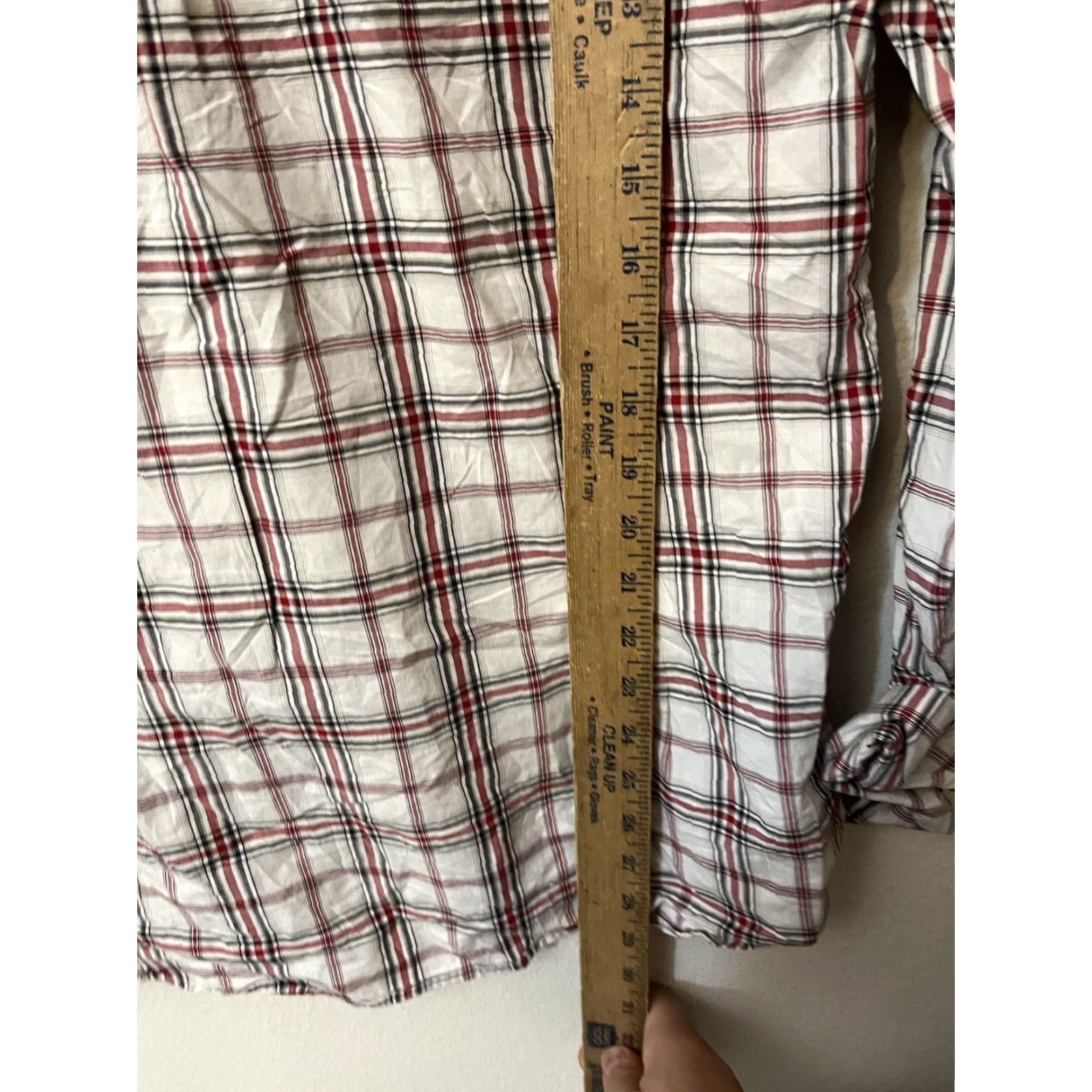 Express Express Dress Shirt Mens Large Extra-Slim Multicolor Plaid Check 100% Cotton Modern Button Long Sleeve Collared 29 in Size 42R - 4 Thumbnail