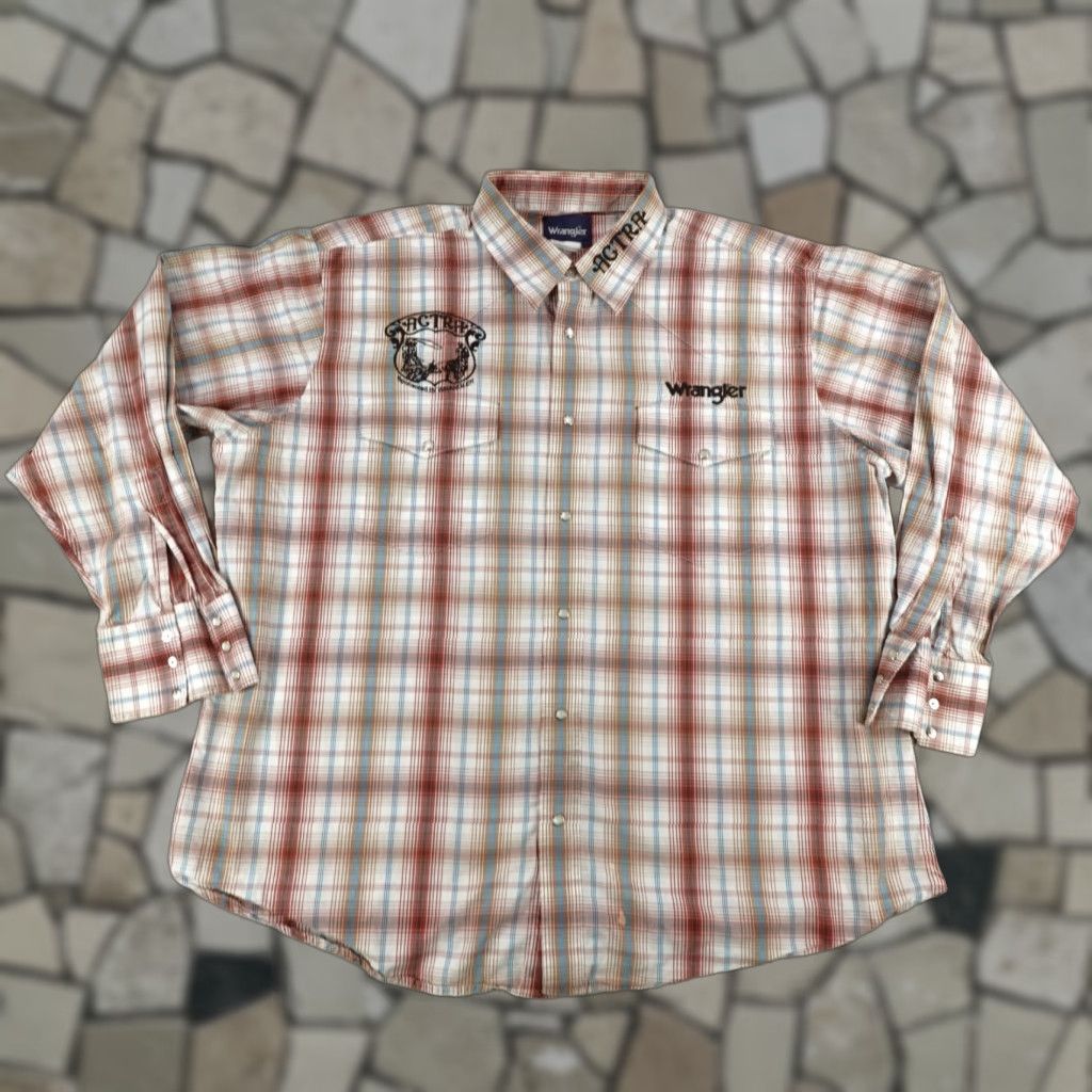 Wrangler VINTAGE Wrangler Shirt Mens 2XL Brown Plaid Actra Embroidered Western Pearl Snap Rodeo Shirts Size US XXL / EU 58 / 5 - 1 Thumbnail