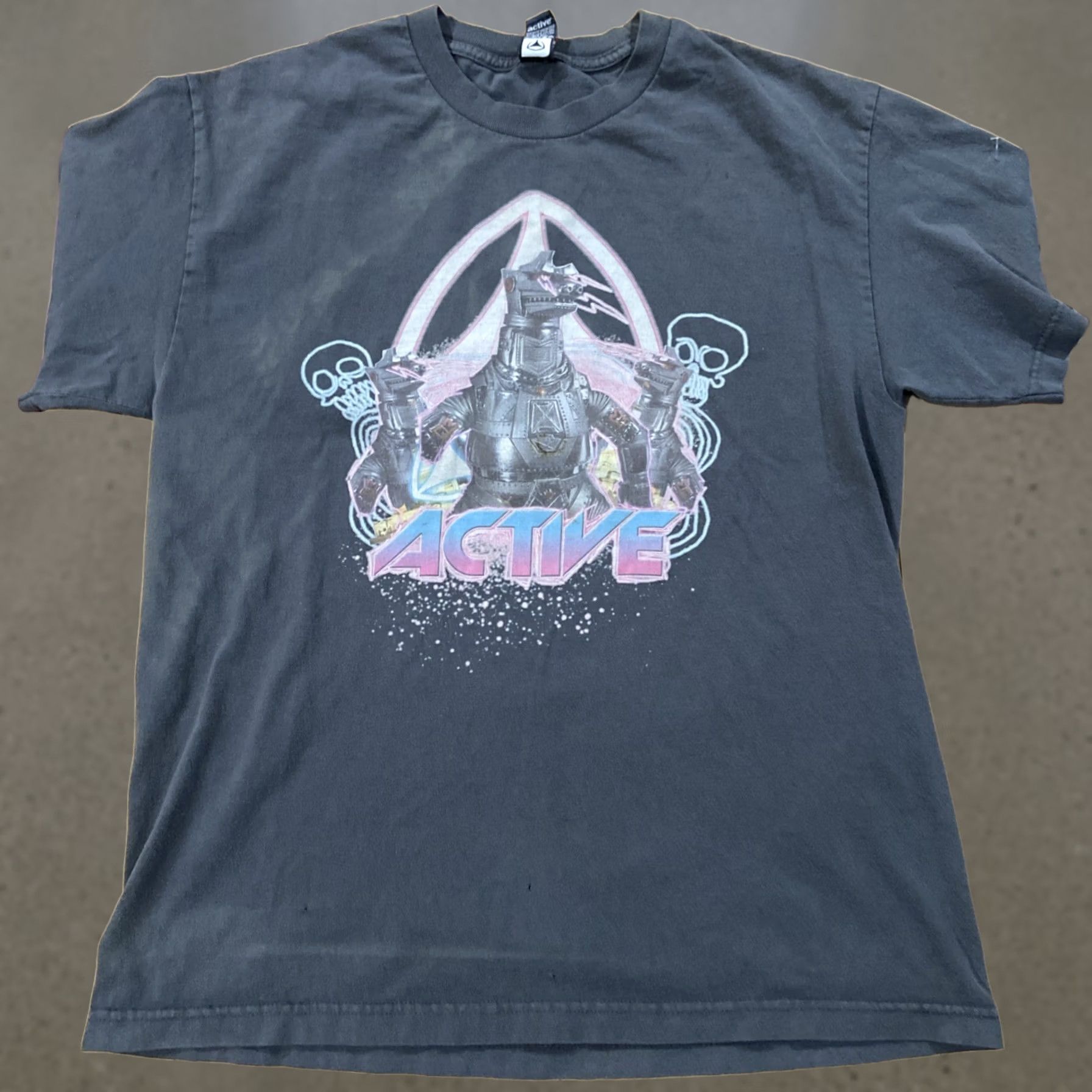 Vintage VINTAGE Mecha Godzilla Shirt Knit Graphic Tee Active Logo Men L Black 2000s Y2K Skate Godzilla 90s Theme Nights Mens Size US L / EU 52-54 / 3 - 1 Thumbnail