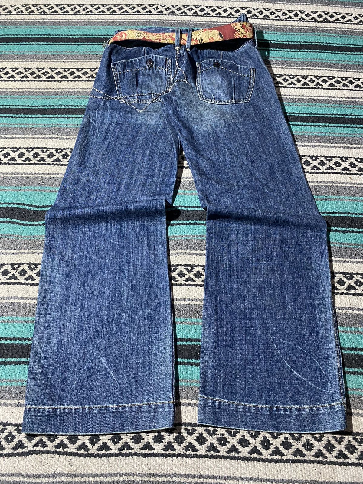 If Six Was Nine 2000s Crazy ! Antigauge Multi Button Denim Cotton Pants Size US 31 - 4 Thumbnail