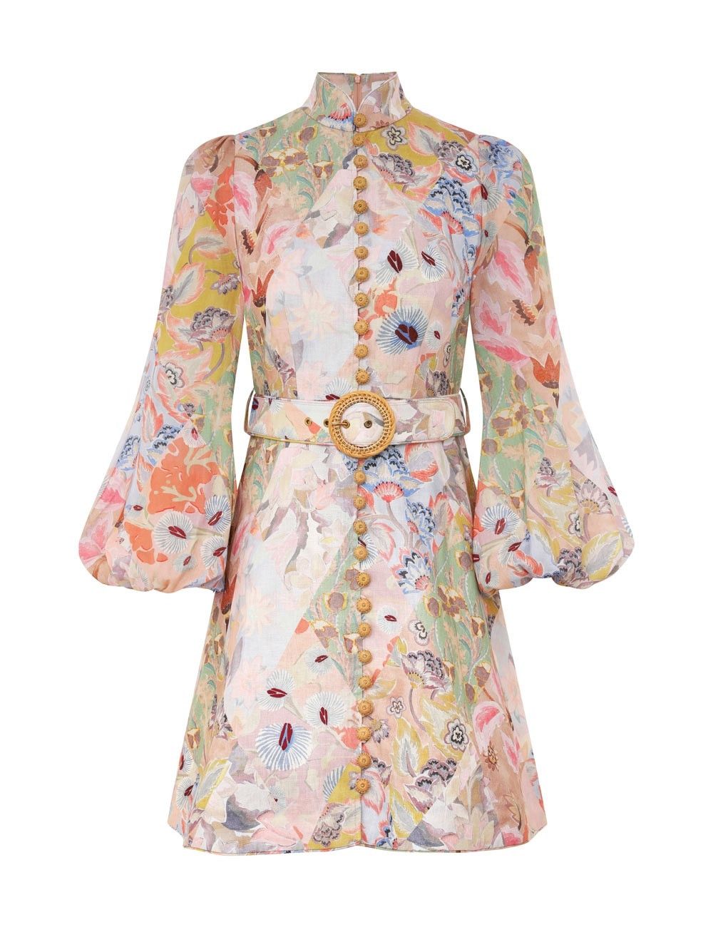 Zimmermann oc11z0825 Illustration Belted Mini Dress in Multicolor Size L / US 10 / IT 46 - 1 Thumbnail