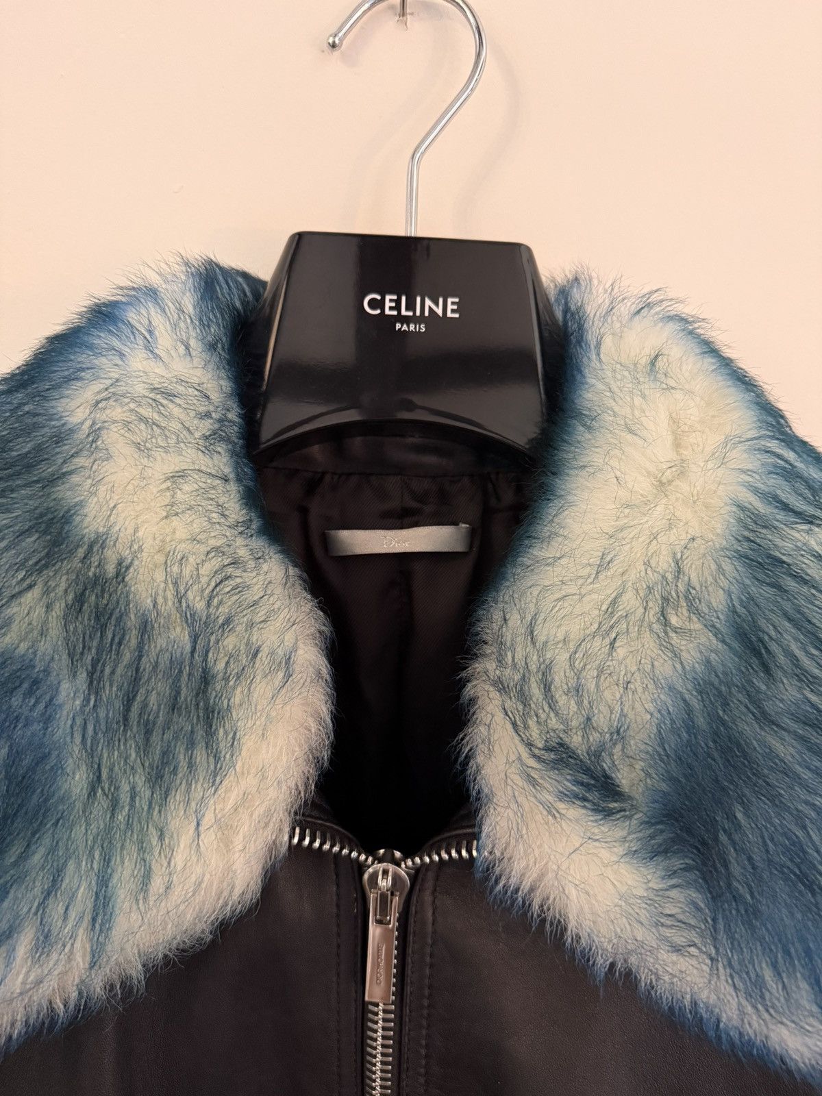 Dior Dior Homme Leather Bomber w/ Blue Fur Collar Size US M / EU 48-50 / 2 - 4 Thumbnail