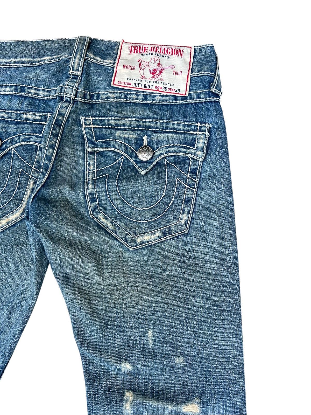 True Religion VTG Y2K True Religion Joey Big T Distress Denim Flare Jeans Size US 30 / EU 46 - 18 Thumbnail