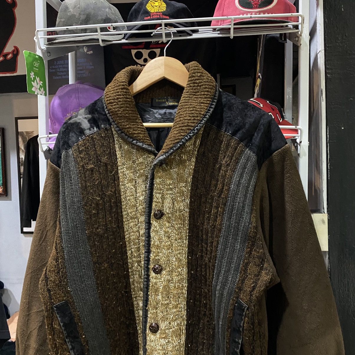 Valentino × Vintage Vtg 80/90 Rudolph Valentino Patchwork Knit Fleece Sweater Size US M / EU 48-50 / 2 - 4 Thumbnail