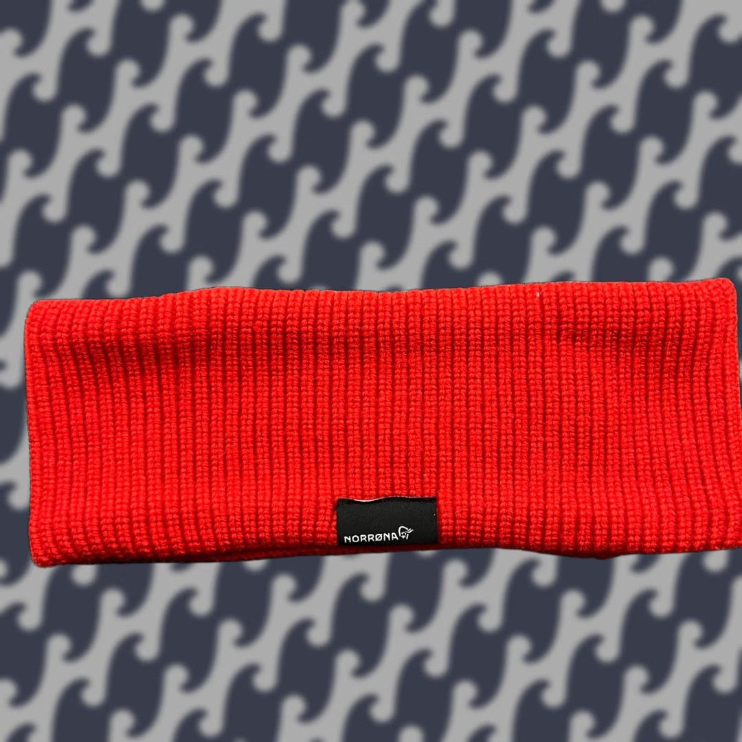 Vintage NORRONA /29 Heavy Merino Wool Headband One Size Adrenalin Orange Lined Thermal Headband Mens Womens Unisex Adults Knit Wool Thermal Size ONE SIZE - 1 Thumbnail