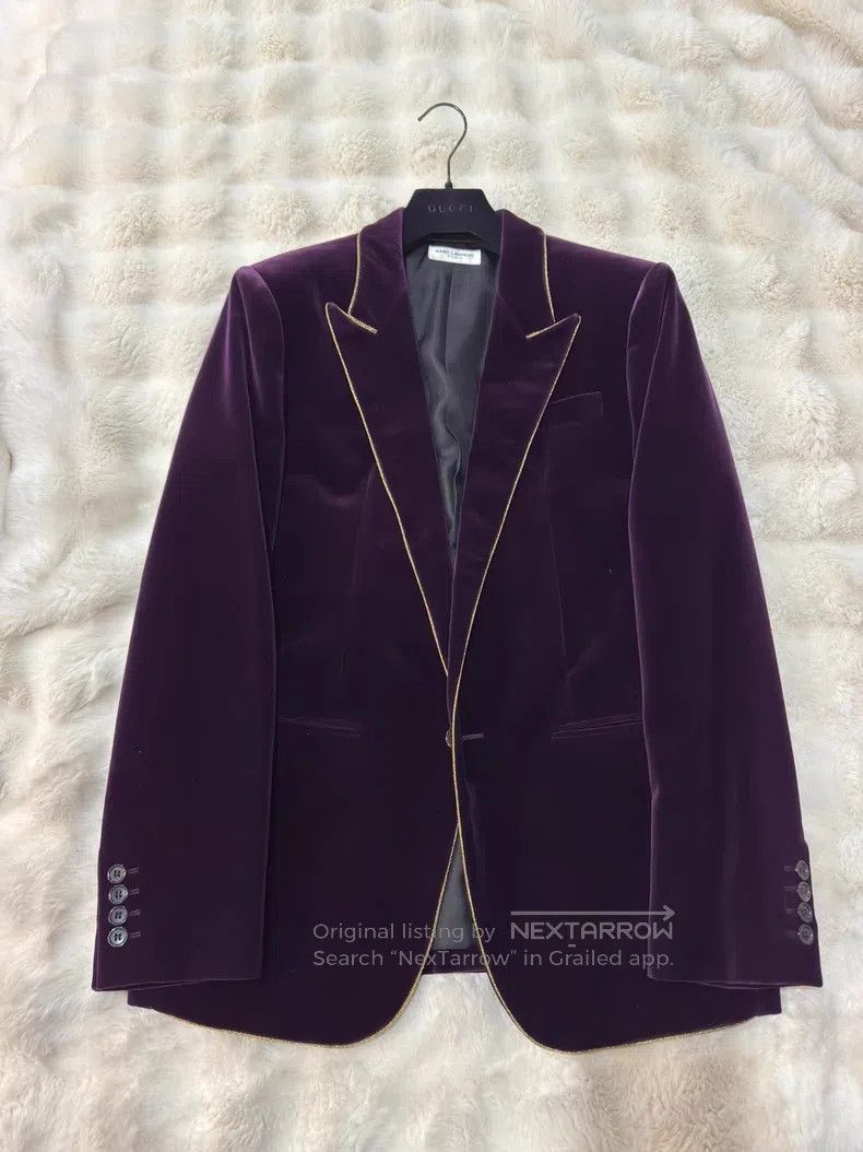 Saint Laurent Paris Saint Laurent Paris Purple Gold Velvet Suit Size US M / EU 48-50 / 2 - 1 Thumbnail
