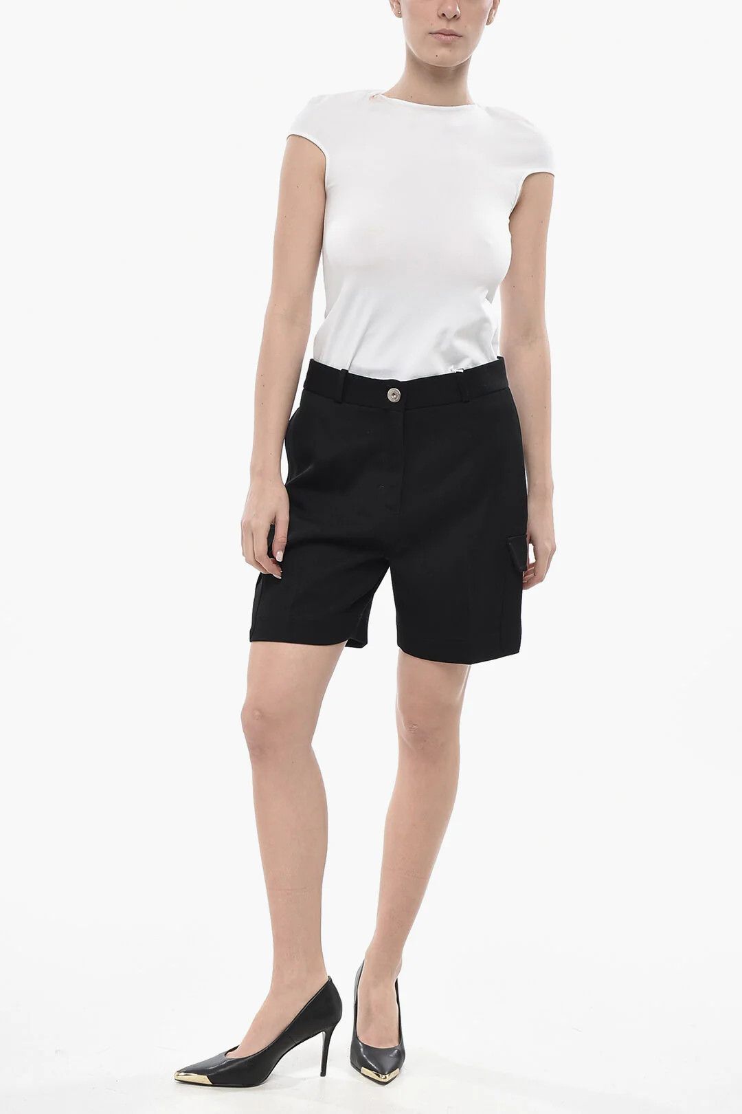 Salvatore Ferragamo og1mm0426 Wool-Twill Cargo Short in Black Size 26" / US 2 / IT 38 - 4 Thumbnail