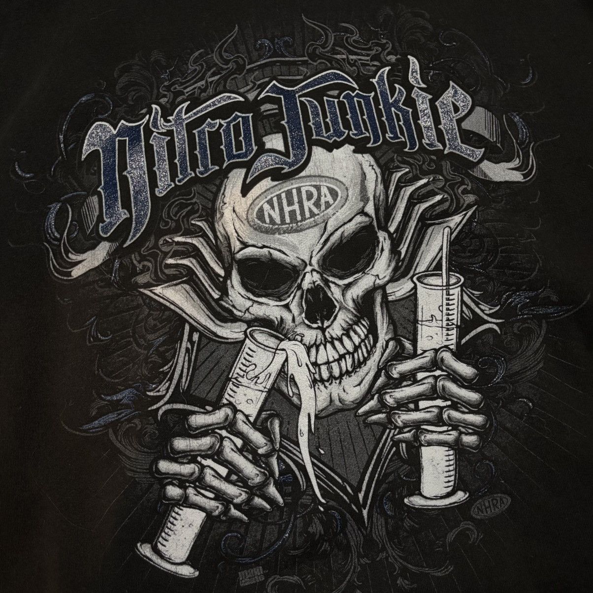 Vintage Vintage Y2K NHRA hoodie size XL Skull Flames Nitro Junkie Size US XL / EU 56 / 4 - 3 Thumbnail