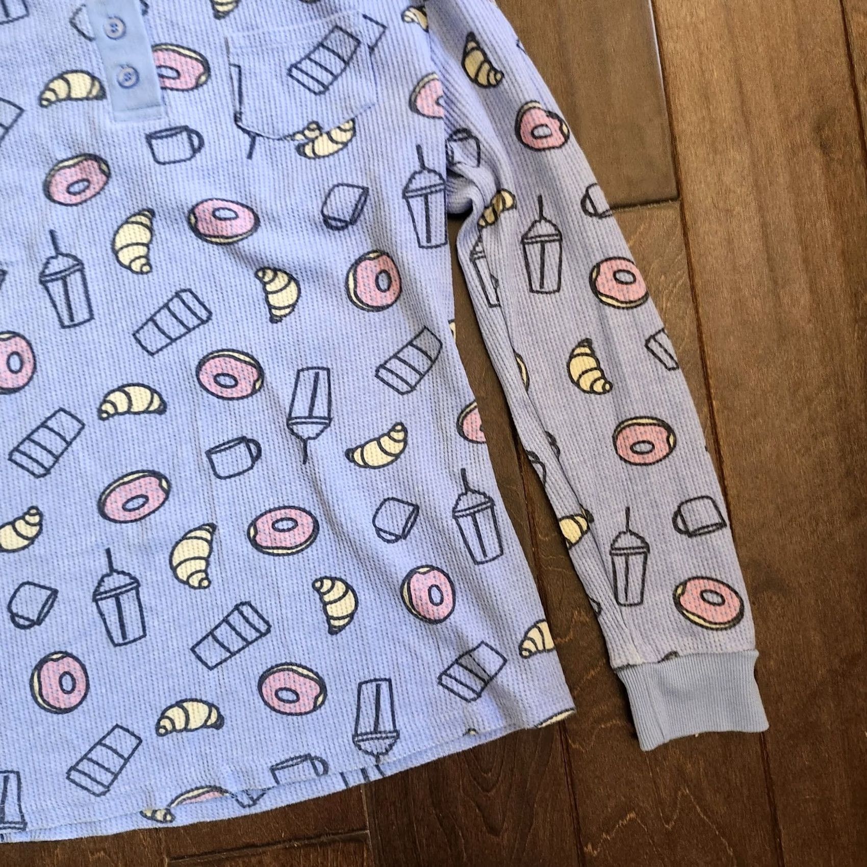 Vintage Serra Women’s Junior Donut Croissant Coffee Sleepwear Set Long Sleeve Brown M Size M / US 6-8 / IT 42-44 - 7 Thumbnail