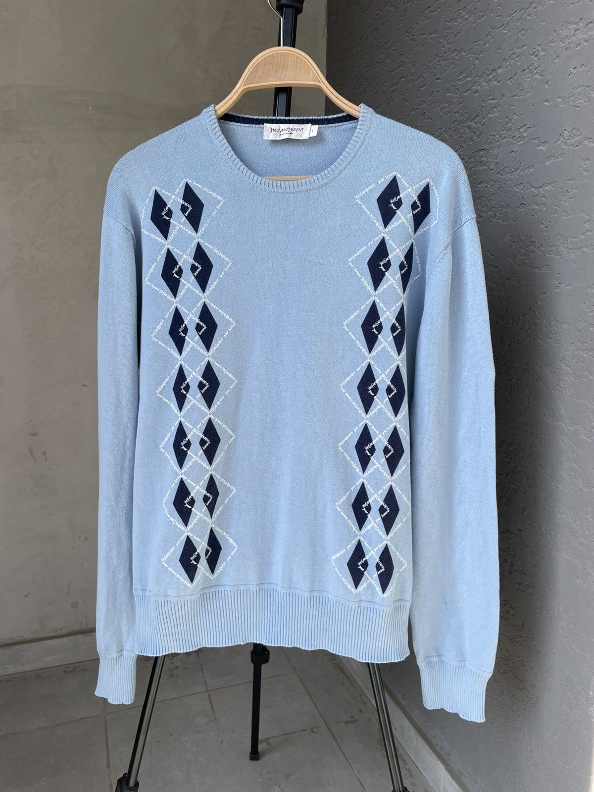 Yves Saint Laurent Yves Saint Laurent YSL Monogram Sweater Knit Vintage Size US L / EU 52-54 / 3 - 1 Thumbnail