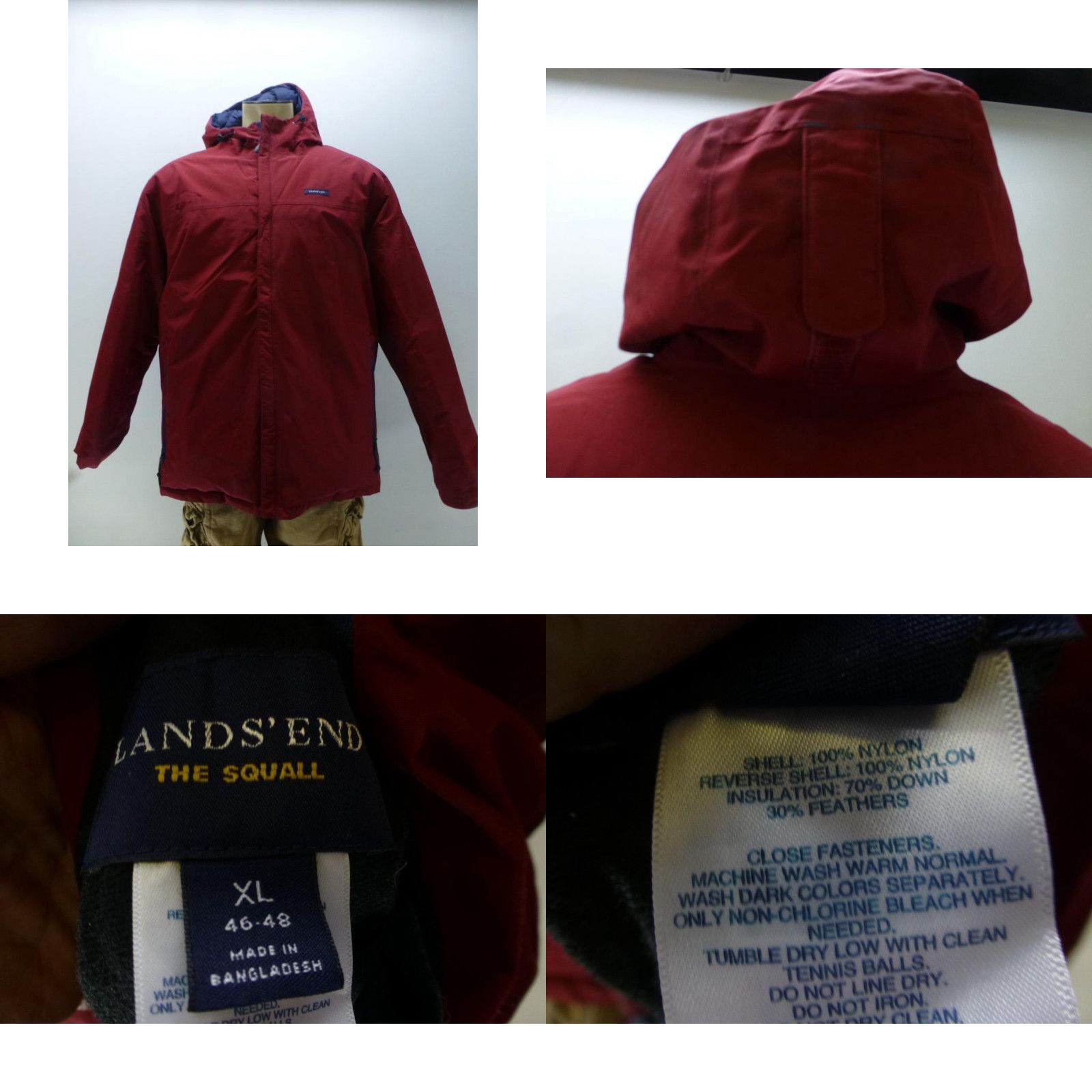 Vintage LANDS END Squall reversible Puffer Down Hooded zip up winter Coat mens XL 46 48 Grailed