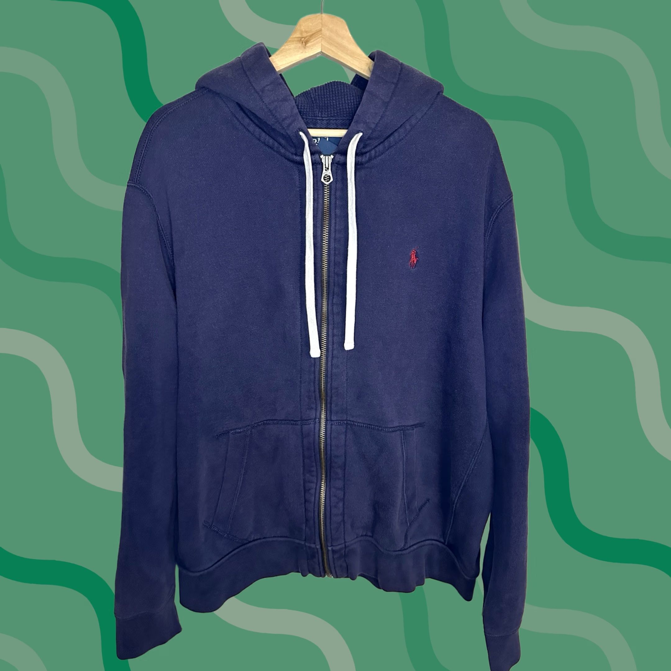 Polo Ralph Lauren 90s Polo Ralph Lauren Navy Zip Up Hoodie Plaid 