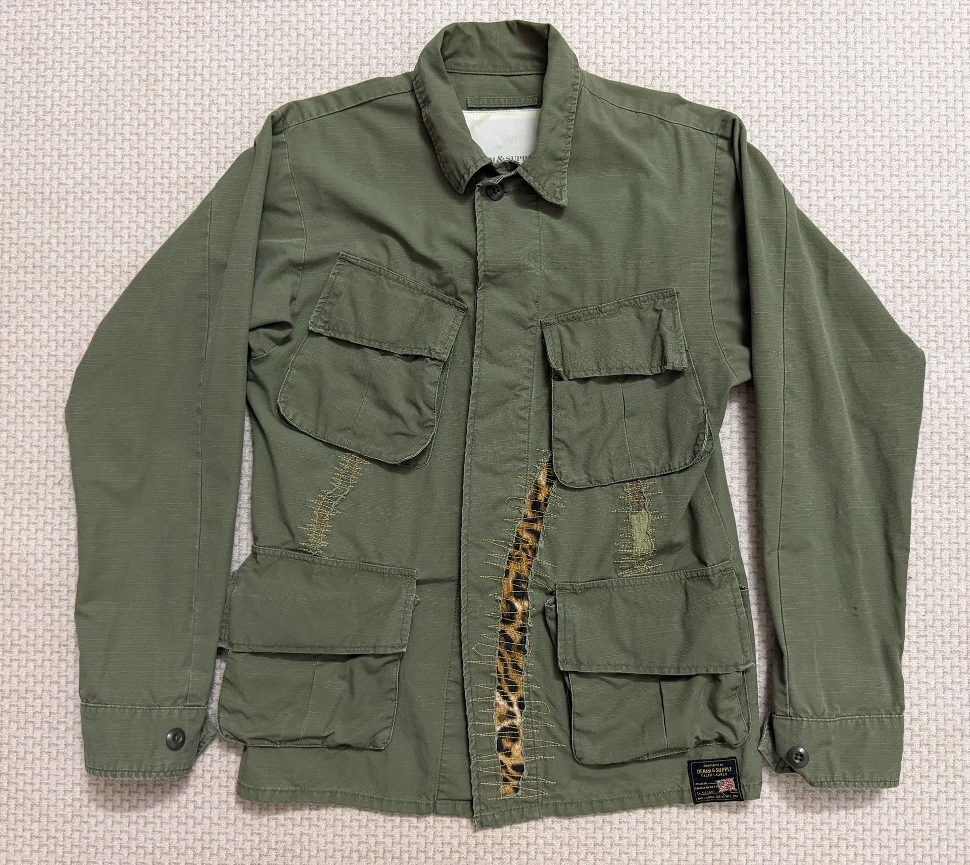 RRL Ralph Lauren RRL Distressed Leopard Patchwork Jacket Size US S / EU 44-46 / 1 - 1 Thumbnail
