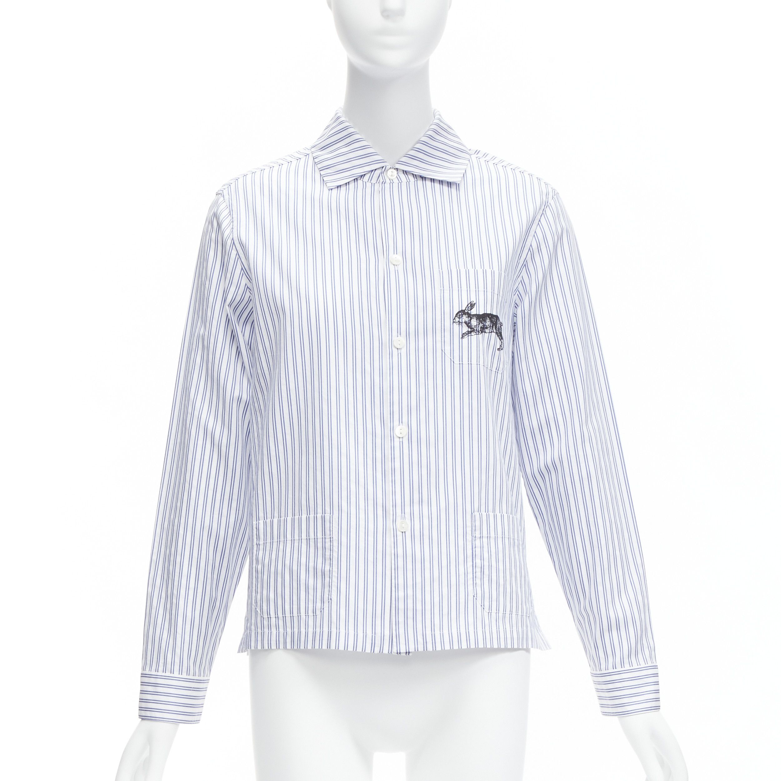 Gucci GUCCI 2017 rabbit print blue white striped cotton pyjama dress shirt IT44 L Size M / US 6-8 / IT 42-44 - 1 Thumbnail