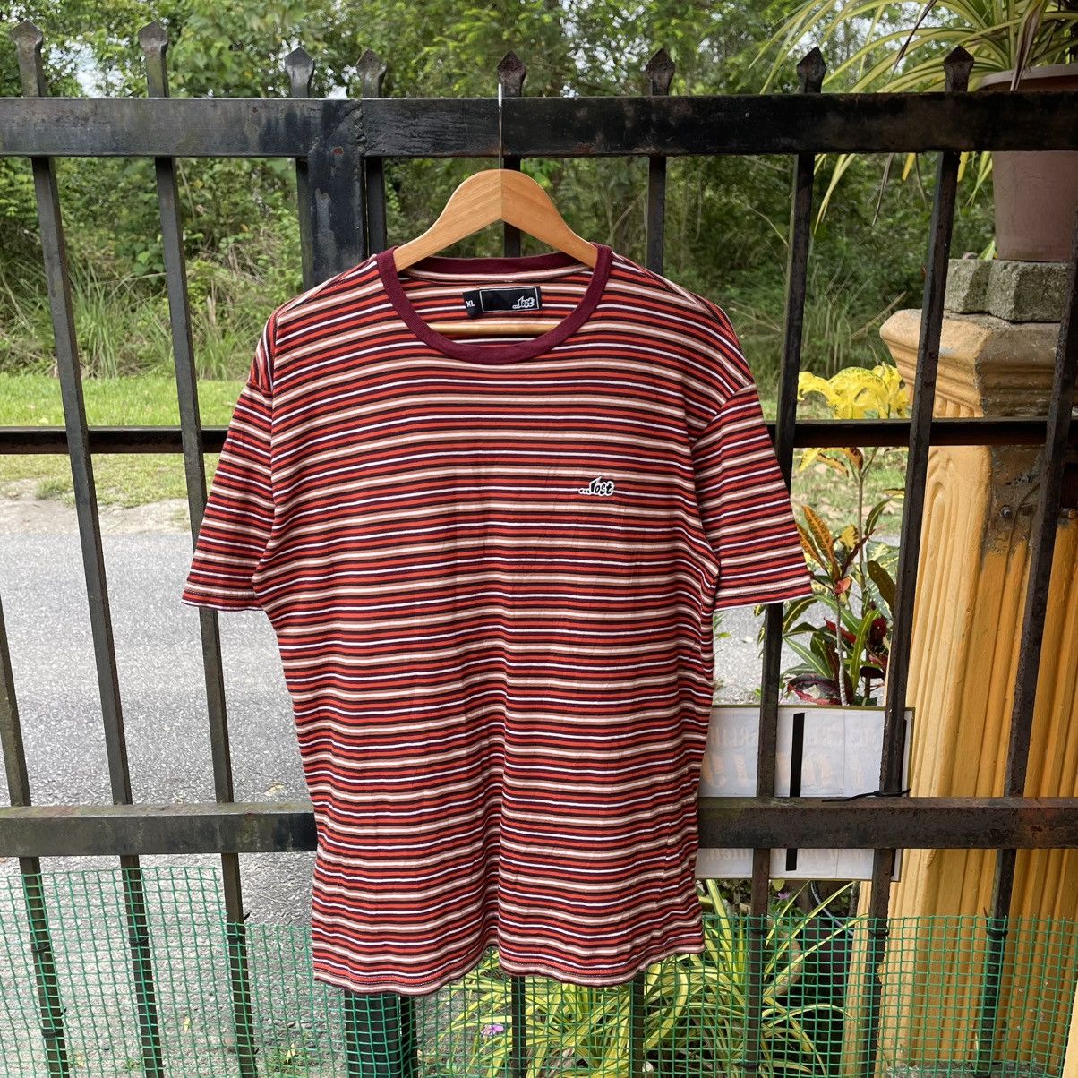 Lost Enterprises × Vintage 🔥Vintage Lost Skateboard Striped Tee Size US XL / EU 56 / 4 - 1 Thumbnail