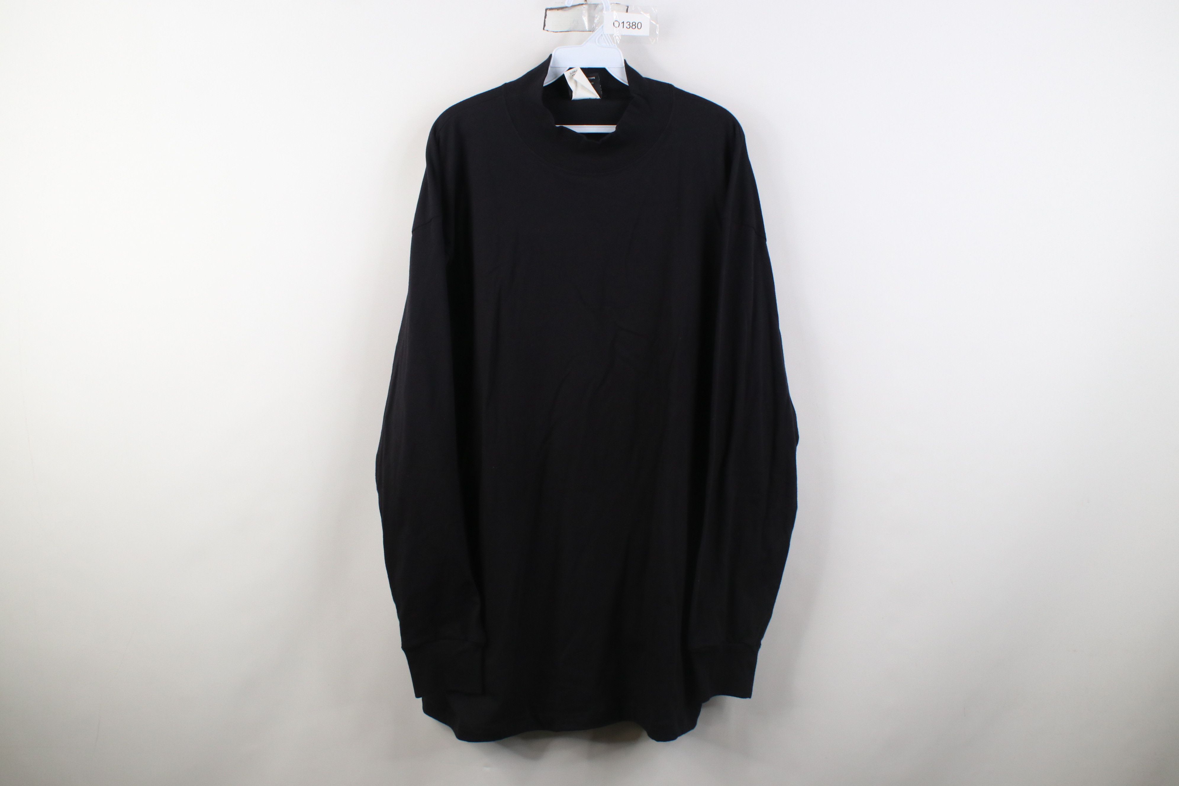 Vintage Vintage 90s Streetwear Mock Neck Long Sleeve T-Shirt Black Size US XL / EU 56 / 4 - 1 Thumbnail