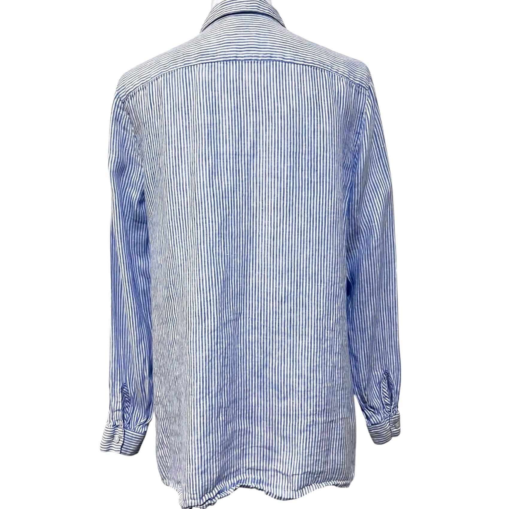 J. Jill J. Jill Blue Linen Cotton Button Up Shirt Medium Blue Relaxed Coastal Chic Shirt Womens M Blue Coastal Chic Button Up Shirt Size M / US 6-8 / IT 42-44 - 5 Thumbnail