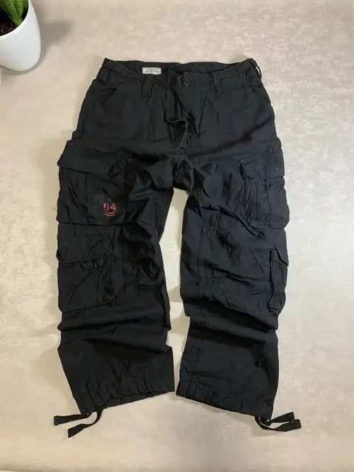 Distressed function pleated baggy cargo pants