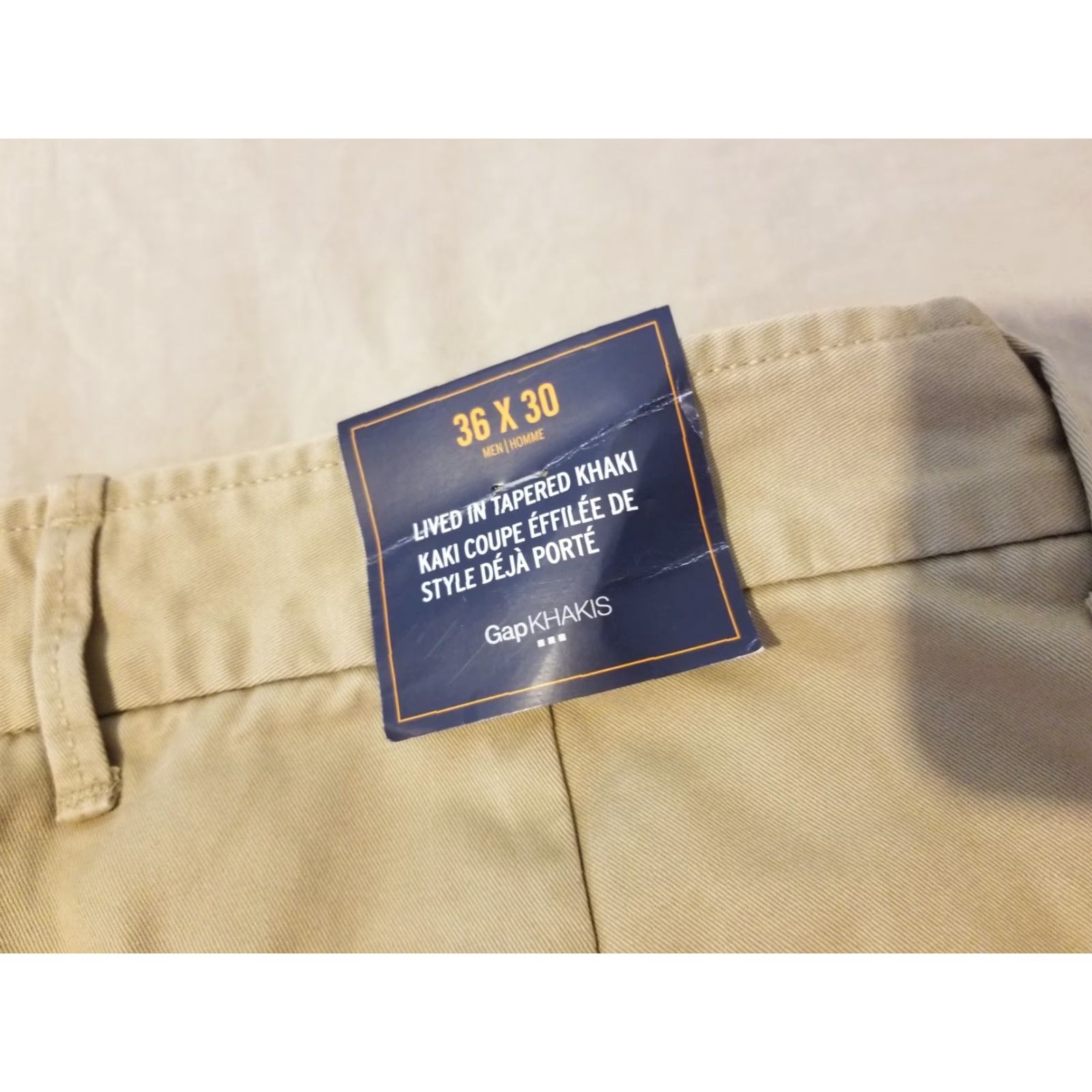 Gap Gap Mens Chino Pants 36x30 Khaki Beige Straight Leg 5-Pocket Flat Front Slim Classic Trousers Slim Fit Dress Casual Everyday Size US 36 / EU 52 - 3 Thumbnail