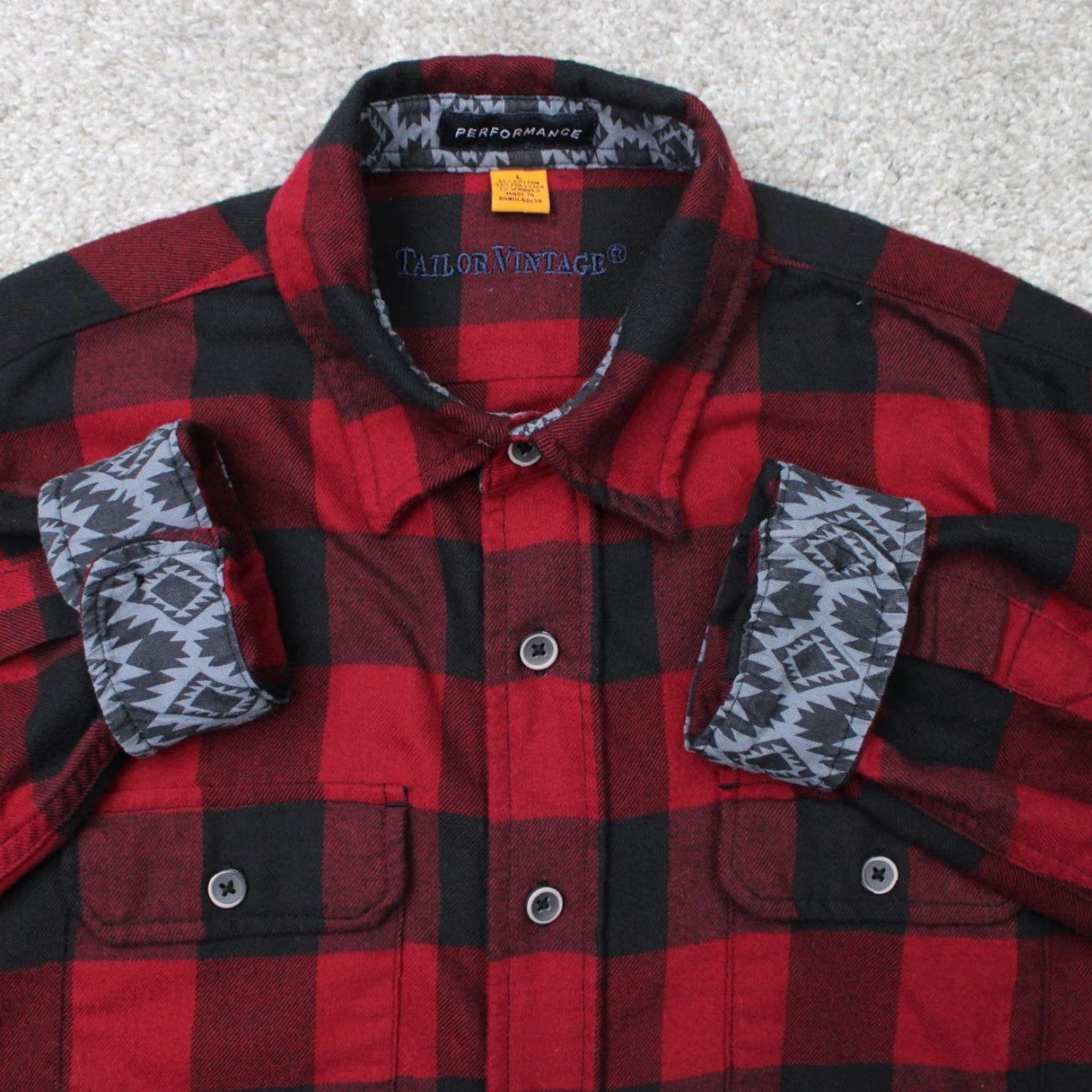 Vintage Tailor Vintage Shirt Mens Large Red/Black Plaid Flannel Button-Up Casual Preppy Jacket? Size US L / EU 52-54 / 3 - 2 Thumbnail