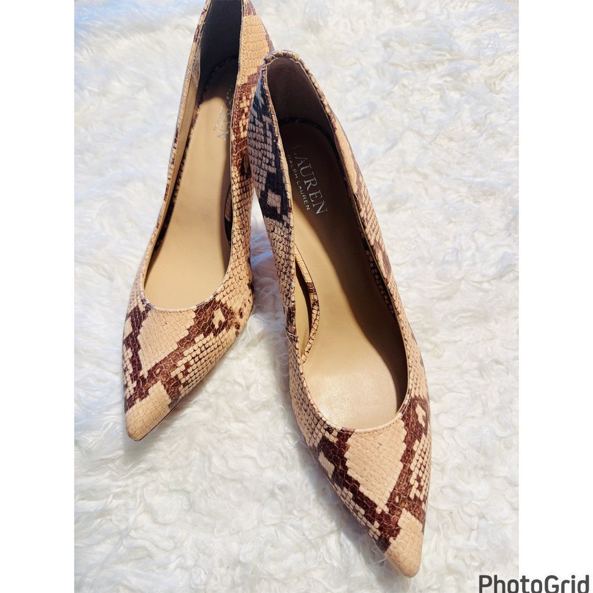 Lauren Ralph Lauren LRL Snake Skin Heels Size US 8 / IT 38 - 2 Thumbnail