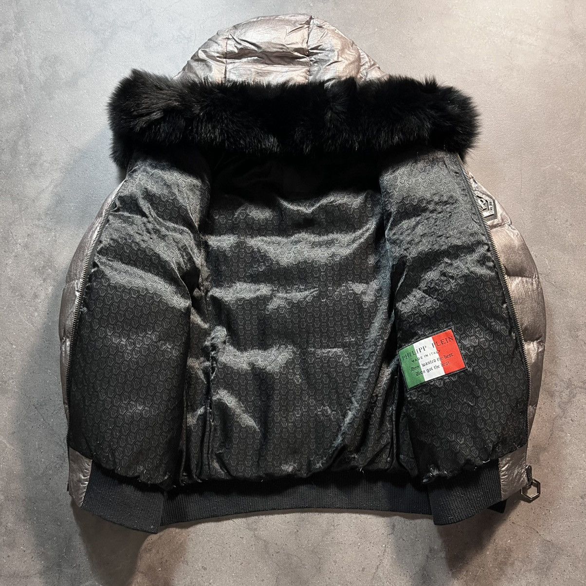 Philipp Plein Vintage Philipp Plein Silver Zip Fur Bomber Puffer Jacket Size US M / EU 48-50 / 2 - 21 Thumbnail
