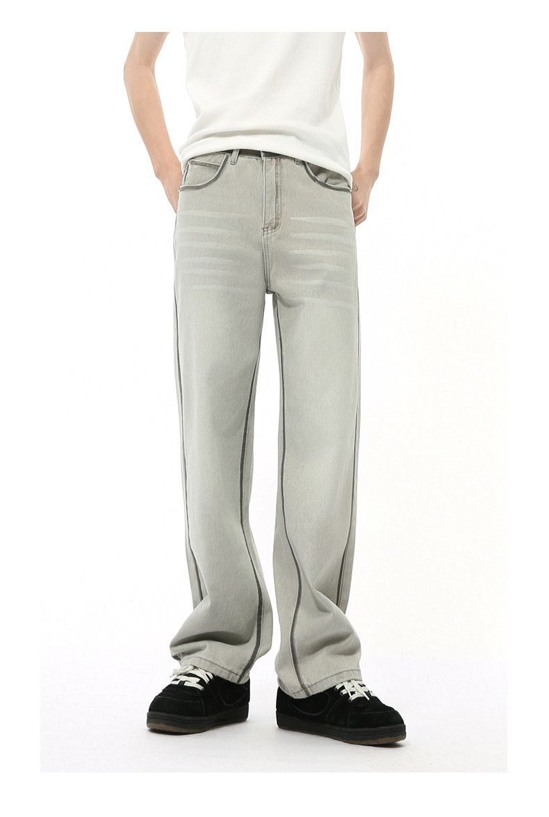 Japanese Brand × Jean Retro drape straight-leg loose jeans with visible stitching Size US 32 / EU 48 - 4 Thumbnail