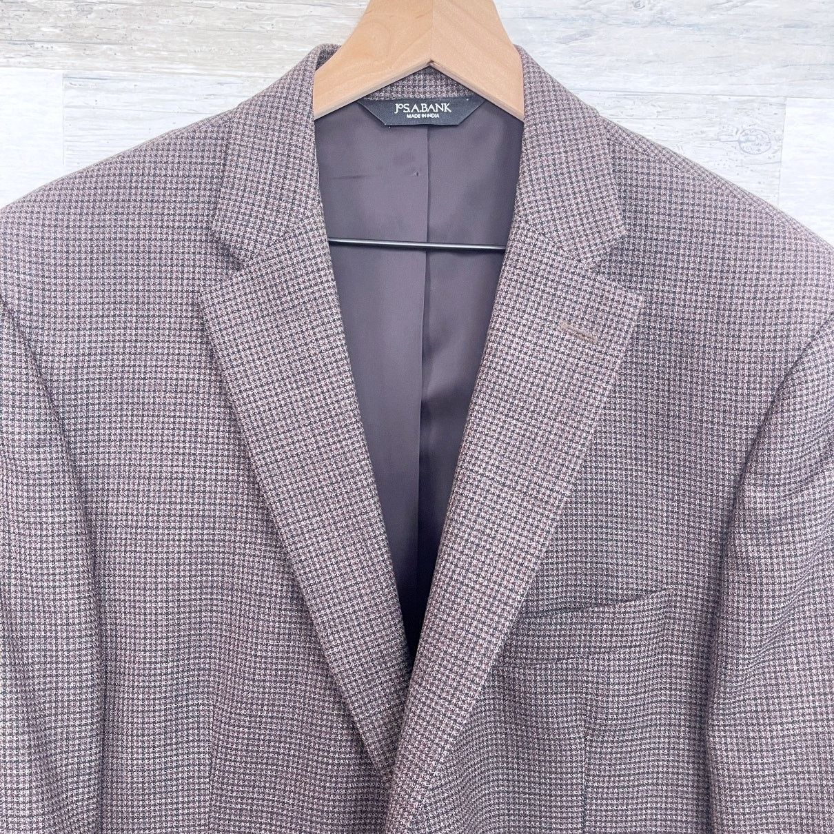 Jos. A. Bank Jos A Bank Travelers Wool Tailored Fit Brown Plaid 44L Size 44L - 2 Thumbnail
