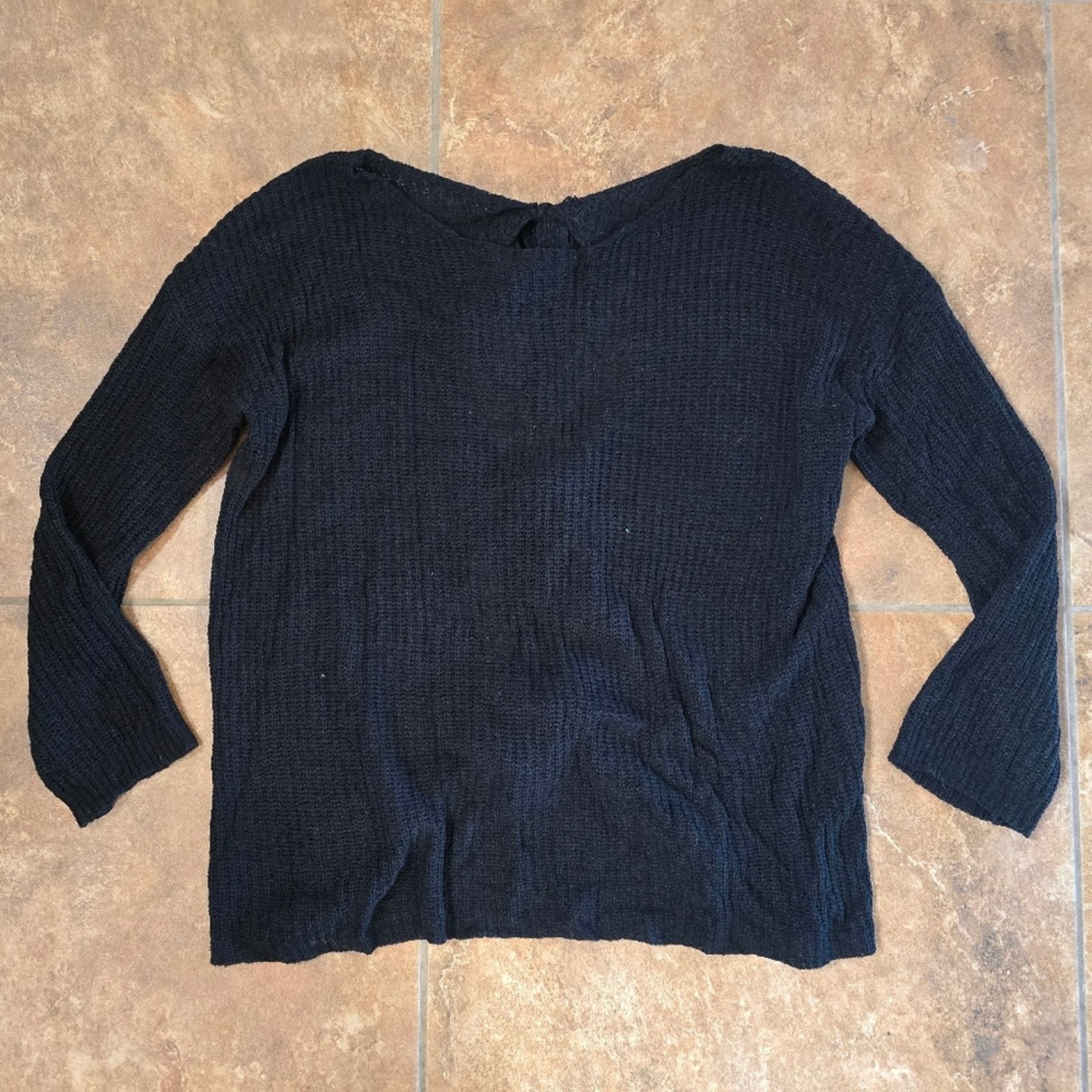 Other Black Knit | I JOAH | Back Tied Sweater Size L / US 10 / IT 46 - 1 Thumbnail