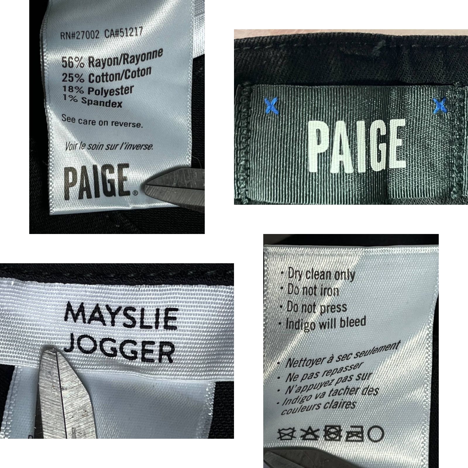 Paige Paige Jeans Jogger Pants Womens 27 Black Fog Luxe Coating Denim Size 27" / US 4 / IT 40 - 8 Thumbnail