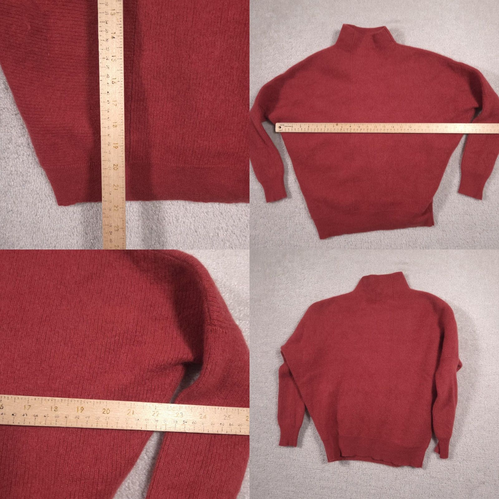 Saks Fifth Avenue Saks Fifth Avenue Sweater Womens XS Red Cashmere Mock Neck Dolman Knit Pullover Size XS / US 0-2 / IT 36-38 - 8 Thumbnail